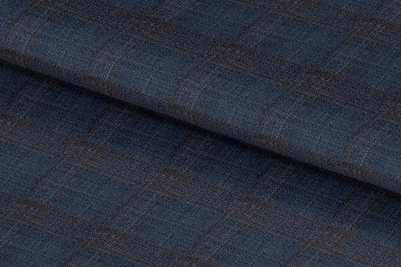 255134-BLUE & BROWN CHECK LINEN 255134-BLUE & BROWN CHECK LINEN