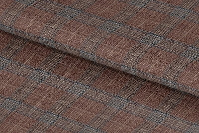 255137-BROWN & NAVY CHECK LINEN