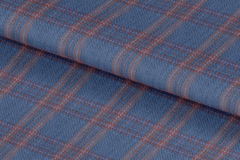 255143-COOL BLUE WITH BROWN CHECK LINEN 255143-COOL BLUE WITH BROWN CHECK LINEN